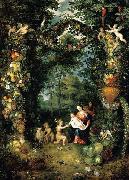 Jan Brueghel the Younger The Holy Family with St John oil painting artist